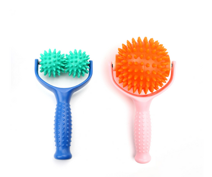 2PCS Handheld Spiky Massage Balls Rollers Compact and Portable Muscle Relaxation Tools with Handle-Deep Tissue for Pain Pressure Relief Whole Body Sensory Self Relax Massager Stick
